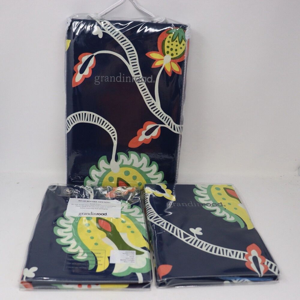 GRANDIN ROAD Mia Floral 1 Duvet Cover  FULL/QUEEN 2 Shams 2 Euro Shams Set